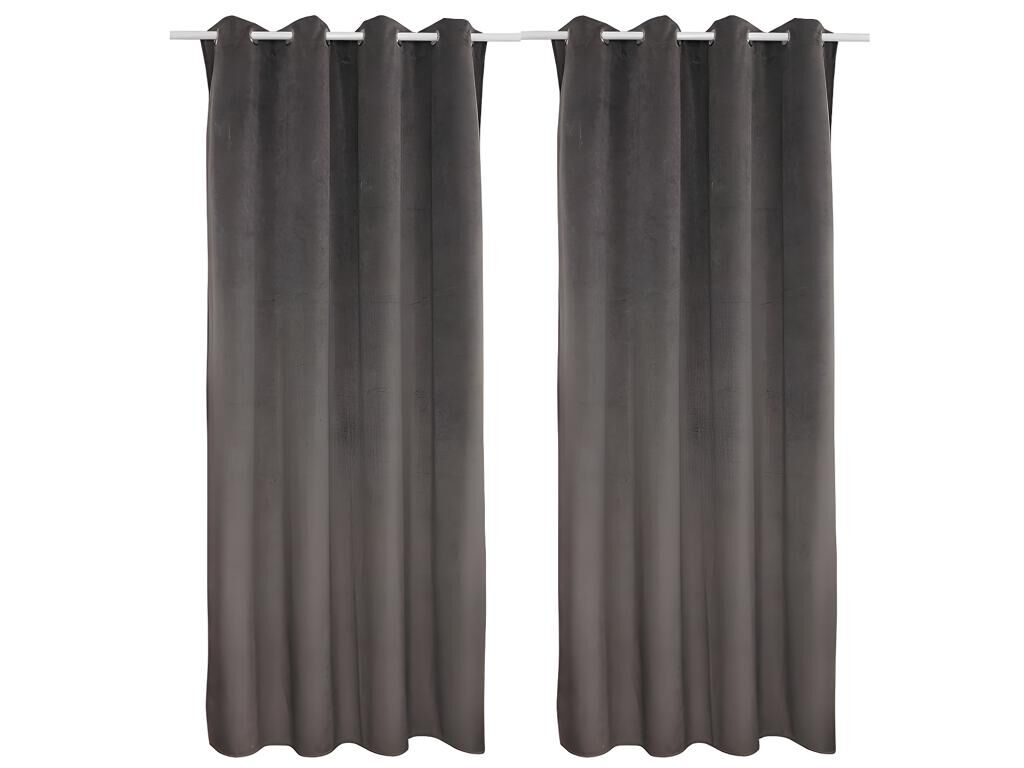 Vente-unique.ch Vorhang 2er-Set LUXE - Samt - 140x260 cm - Grau