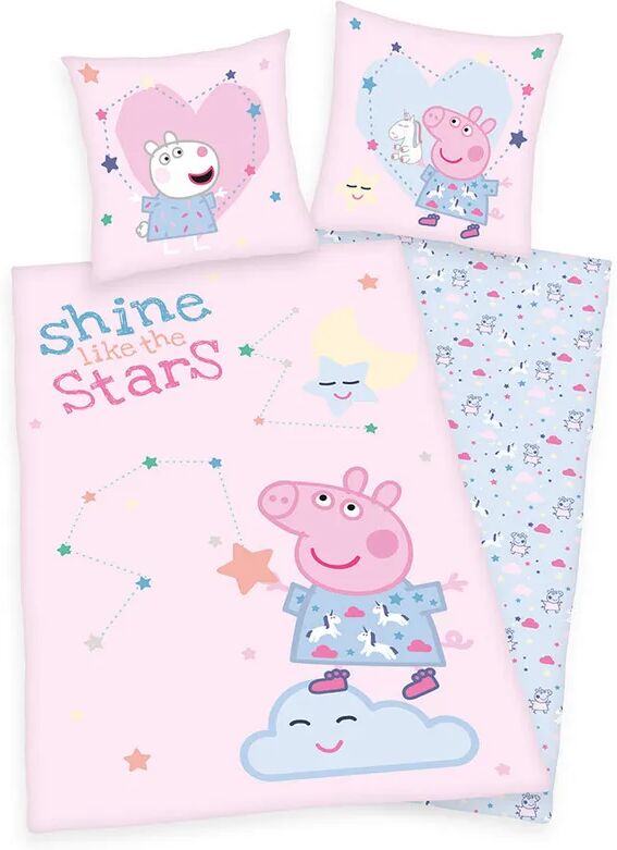 HERDING Bettwäsche PEPPA PIG – SHINE LIKE STARS (80x80/135x200) in rosa