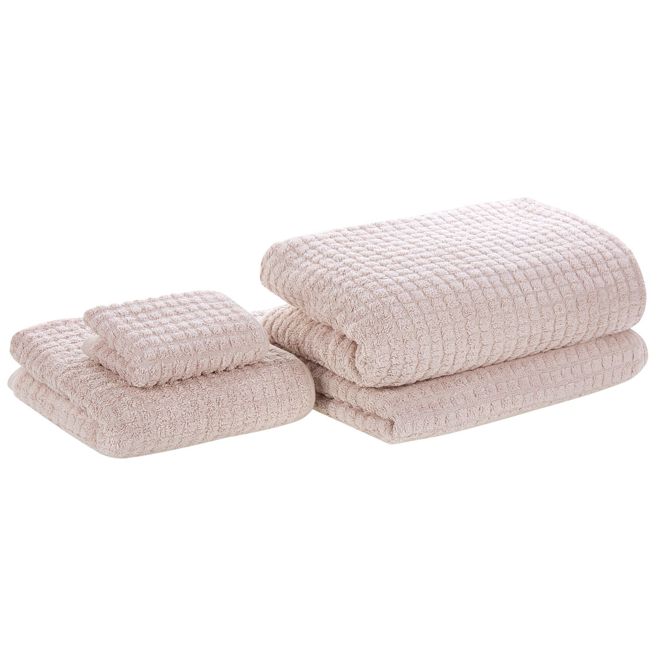 Beliani Sada 4 růžových bavlněných ručníků ATAI