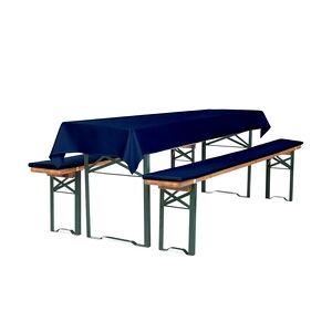 TexDeko Bierbankauflage gepolstert 220x25x2cm  3TLG Set Blickdicht mit Tischdecke 250x100cm (universal), Blau