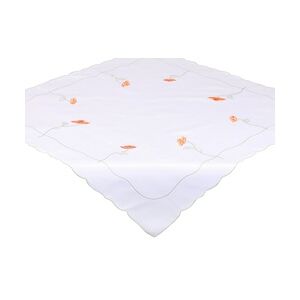Betz Tischdecke Mitteldecke Stickerei mit Blumenmotiv Größe 80x80 cm Farbe weiß