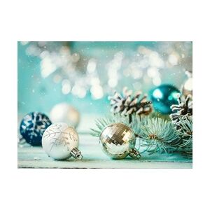 Tischsets   Platzsets - Weihnachten - Christbaumkugeln in türkis und silber - 12 Stück aus Premium Papier – Die Tischdekoration für die Weihnachtszeit