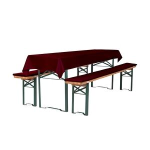 TexDeko Bierbankauflage gepolstert 220x25x2cm  3TLG Set Blickdicht mit Tischdecke 250x100cm (universal), Bordeaux