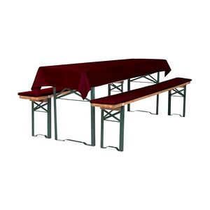 TexDeko Bierbankauflage gepolstert 220x25x4cm XL waschbar 3TLG Set Blickdicht mit Tischdecke 250x100cm (universal) Bordeaux