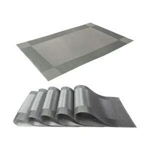 Intirilife 6x Platzset aus PVC in Hell Grau - 45 x 30 cm - Tischset Tischmatte Untersetzer abwischbar hitzebeständig für Küche Esstisch