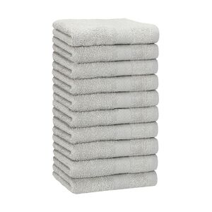 Betz 10 Stück Handtücher PREMIUM 100% Baumwolle Größe 50x100 cm Farbe silber