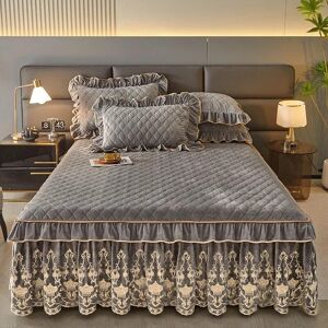 A Family Of Home Textiles Europäische Samt Bettdecke King Size Queen-Set Luxus Stickerei Bett Rock Weiche Mit 2 Kissenbezüge Dropshipping