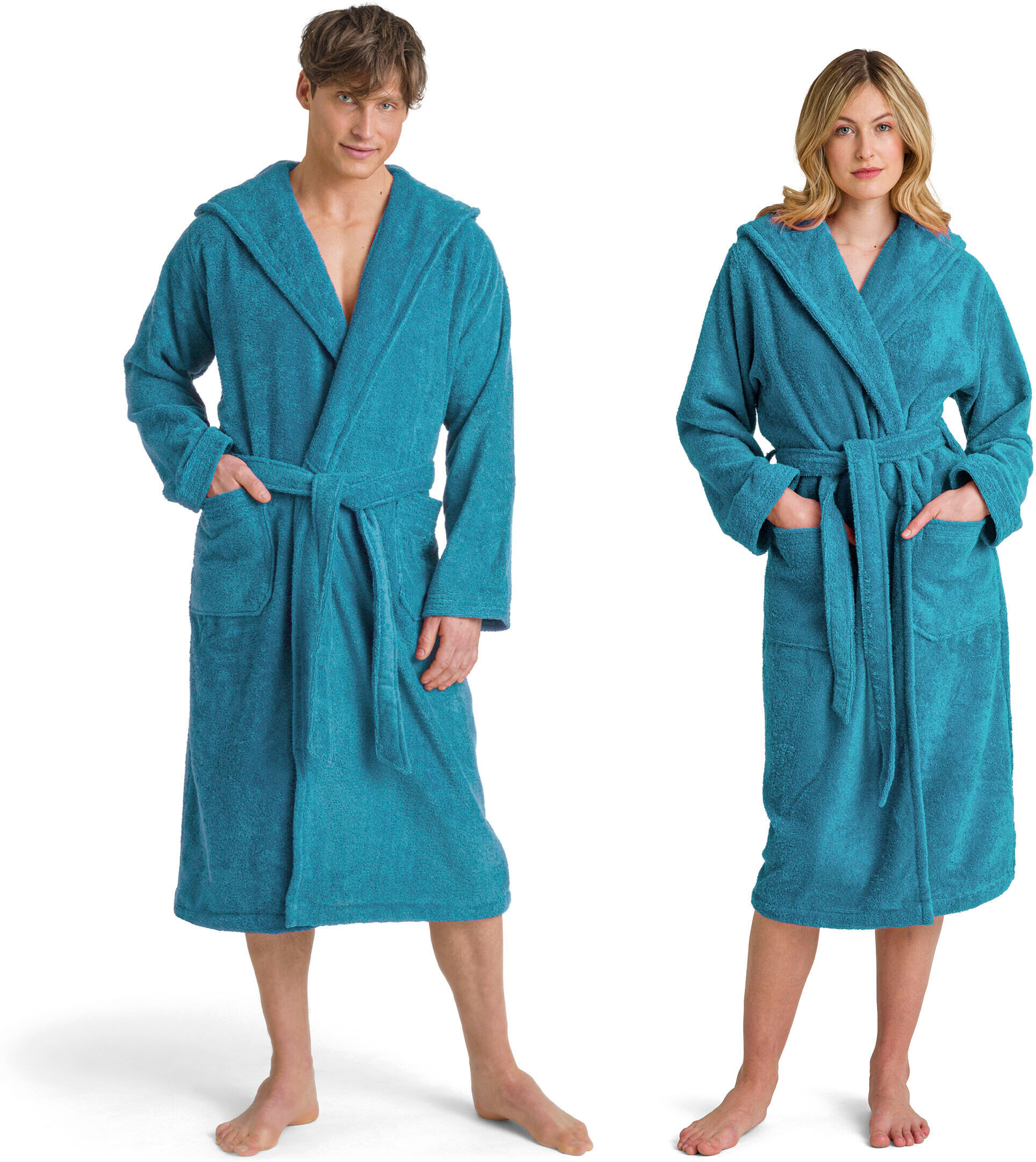 Unisex-Bademantel MÖVE "Superwuschel Kapuze" Bademäntel Gr. S, blau (lagoon) Möve in Uni