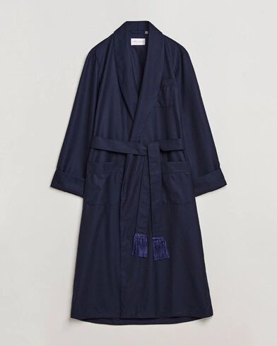 Derek Rose Pure Wool Dressing Gown Navy