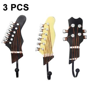 3-pak vintage guitarformede dekorative kroge Bøjlebøjler til ophængning af tøj Frakker Håndklæder Nøgler Hatte Metalharpikskroge Vægmonteret Style 1