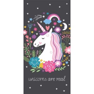 Licens Håndklæde med unicorn motiv - 70x140 cm - Badehåndklæde med enhjørning - 100% Bomuld