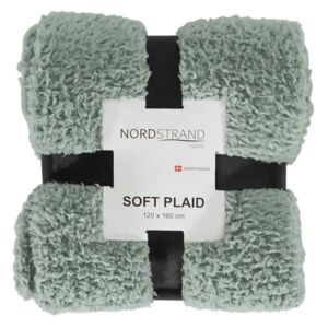 Borg Living Plaid i teddy fleece - 120x160 cm - Støvet grøn - Blødt tæppe fra Nordstrand
