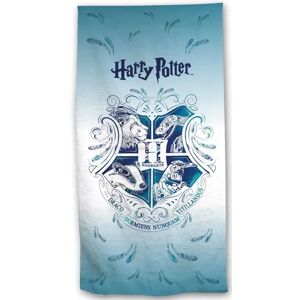 Licens Harry Potter badehåndklæde - Blåt Hogwarts logo - 70x140 cm - 100% Blød bomuld -
