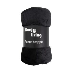 Borg Living Fleece tæppe - Sort - 150x200 cm - Blødt og lækkert sofatæppe -