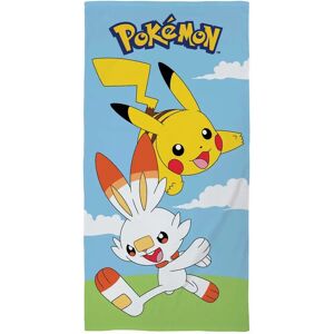 Licens Pokemon håndklæde - 70x140 cm - Børnehåndklæde med Pikachu og Scorbunny - Badehåndklæde 100% Bomuld