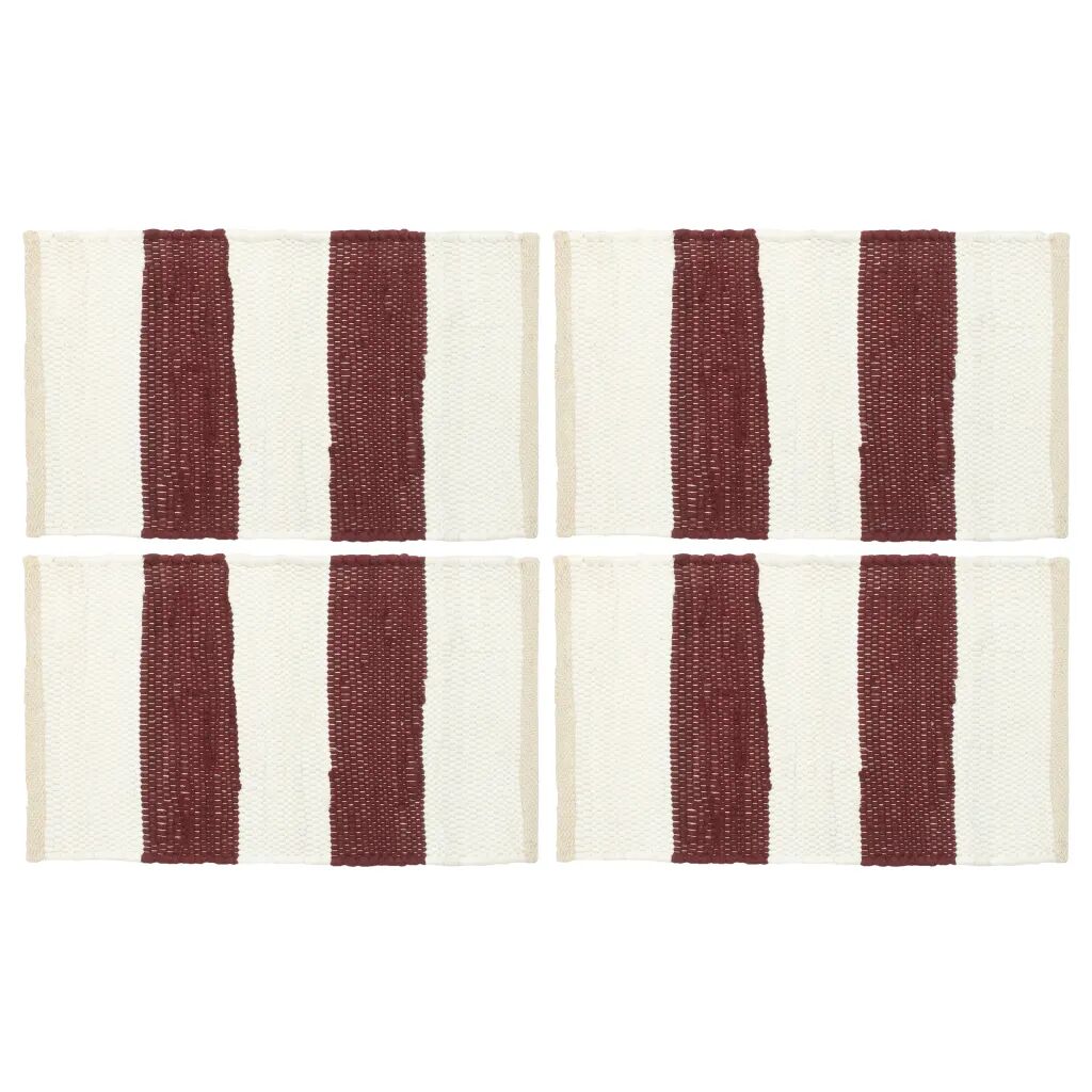 vidaXL dækkeservietter 4 stk. 30 x 45 cm chindi stribet bordeaux/hvid