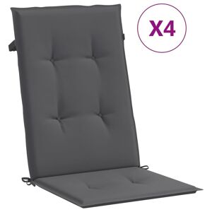 vidaXL Cojín silla de jardín respaldo alto 4 uds tela gris 120x50x3 cm