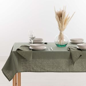 Muare Home Mantel 100% lino natural verde 300x150