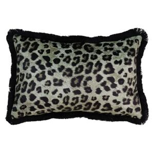 LOLAhome Cojín de leopardo de terciopelo negro de 45x30 cm con relleno