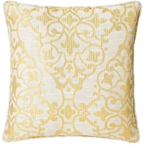 LOLAhome Cojín de brocado amarillo de Jacquard de 45x45 cm con relleno