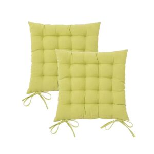 LOLAhome Set de 2 cojines silla lisos verdes de loneta de 38x38 cm teñido