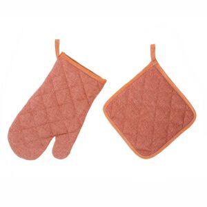 LOLAhome Set de manopla y agarrador para cocina terracota de poliéster