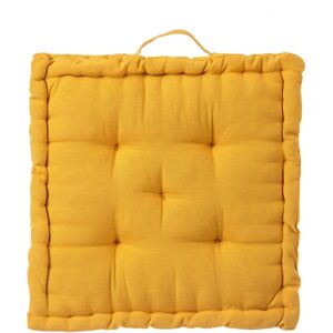 LOLAhome Cojín de suelo amarillo de algodón y poliéster de 45x45 cm con relleno