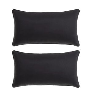 LOLAhome Set de 2 cojines lisos negros de tela de loneta de 50x30 cm con relleno