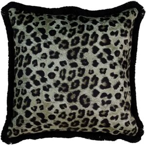 LOLAhome Cojín de leopardo de terciopelo negro de 45x45 cm con relleno