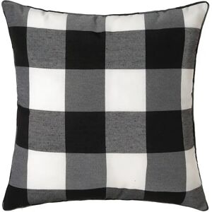 LOLAhome Cojín de cuadros vichy blanco y negro de poliéster de 45x45cm con relleno