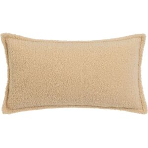 LOLAhome Cojín liso beige de tela de borreguito de 50x30 cm con relleno