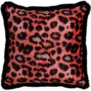 LOLAhome Cojín de leopardo de terciopelo rojo de 45x45 cm con relleno