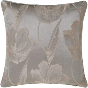 LOLAhome Cojín flores gris oscuro de Jacquard de 50x50 cm con relleno