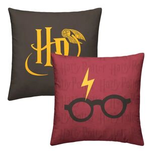 LOLAhome Set de 2 cojines de Harry Potter granate y marrón de algodón orgánico de 45x45 cm con relleno