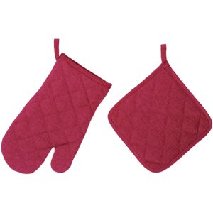 LOLAhome Set de 1 manopla y 1 agarrador de cocina de tela acolchada rosa