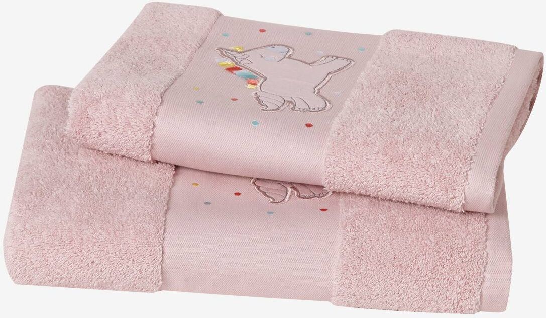 VERTBAUDET Toalla de baño Unicornio rosa claro liso con motivos