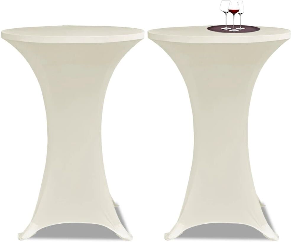 vidaXL 2 Manteles color crema ajustados para mesa de pie - 70 cm diámetro