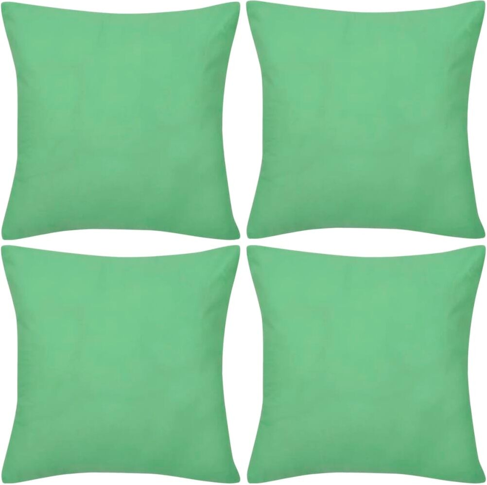 vidaXL 4 fundas verde manzana para cojines de algodón, 40 x 40 cm