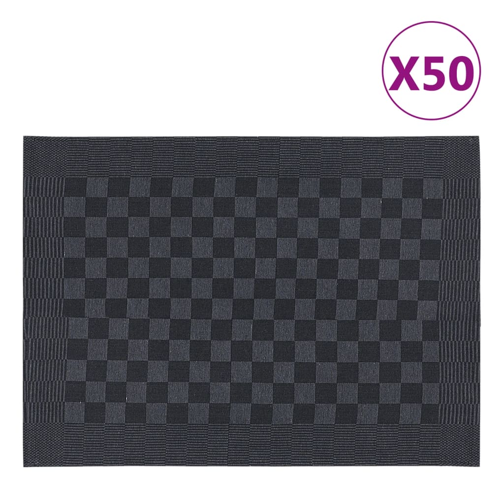vidaXL Paños de cocina 50 uds algodón negro y gris 50x70 cm