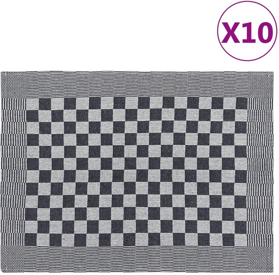 vidaXL Paños de cocina 10 uds algodón negro y blanco 50x70 cm