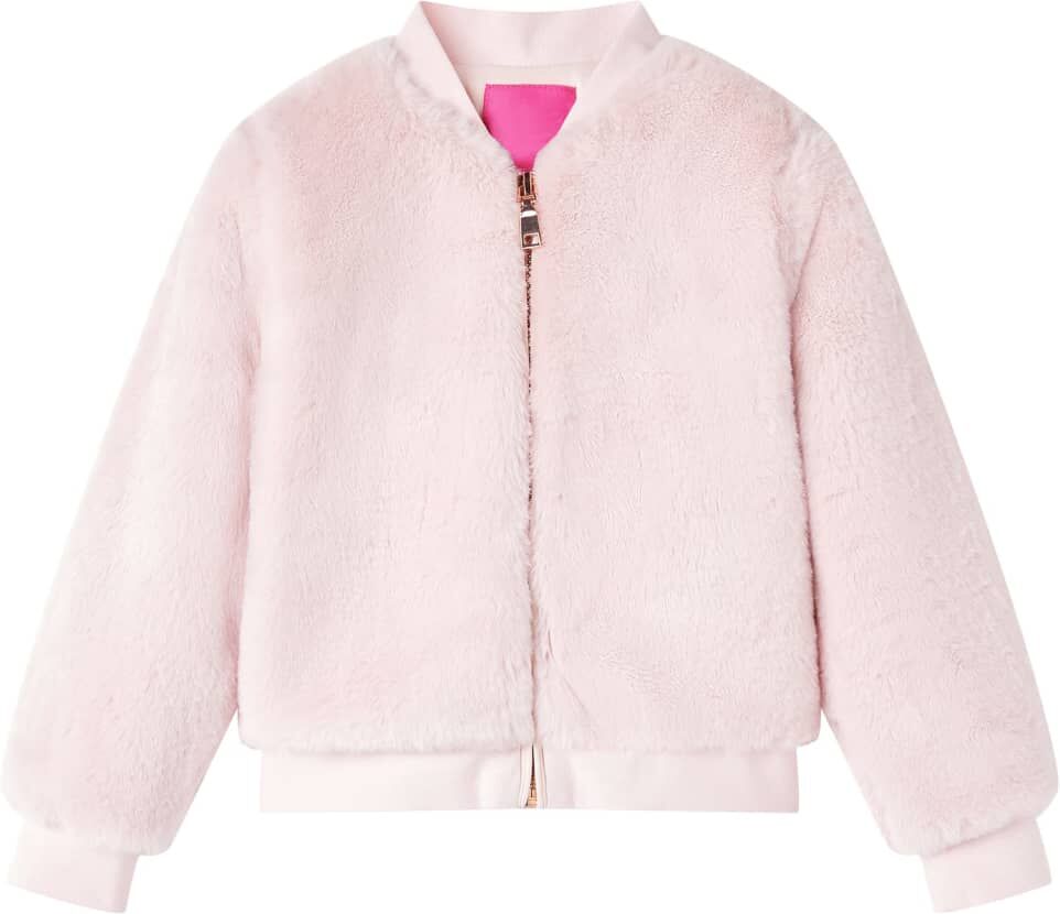 vidaXL Chaqueta infantil cuero sintético rosa suave 92