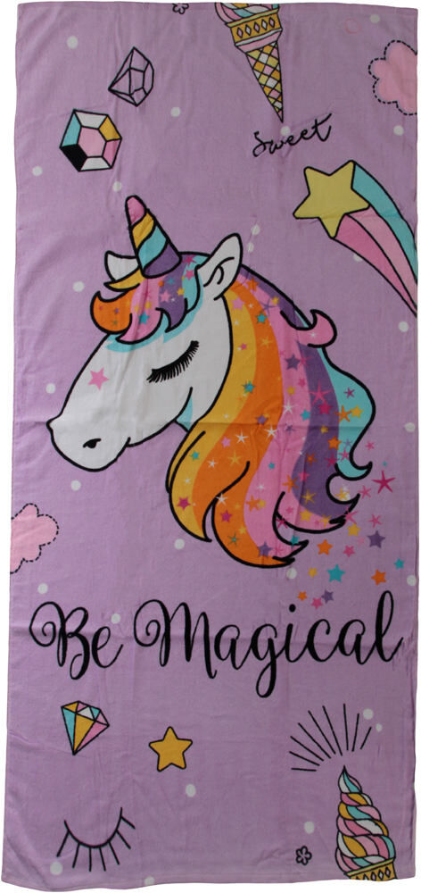 Secaneta Toallas playa infantil toalla terciopelo magical unicornio 75x150