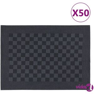 vidaXL Keittiöpyyhkeet 50 kpl mustaharmaa 50x70 cm puuvilla