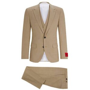 HUGO Three-piece slim-fit suit in patterned stretch cloth