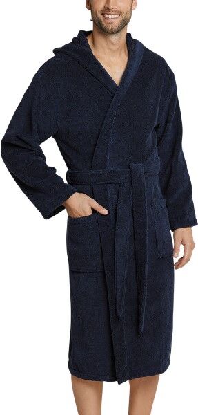 Schiesser Essentials Terry Cloth Bathrobe - Navy-2  - Size: 128546 - Color: Merensininen