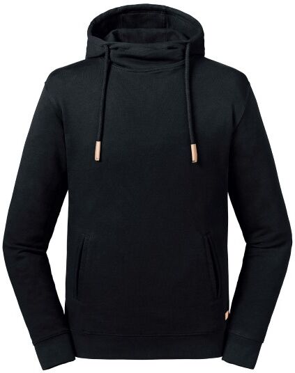 Russell Athletic Pure Organic High Collar Hooded Sweat - Black  - Size: 209M - Color: musta