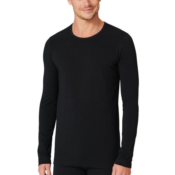 Schiesser 95-5 Organic Cotton Long Sleeve Shirt - Black  - Size: 173812 - Color: musta