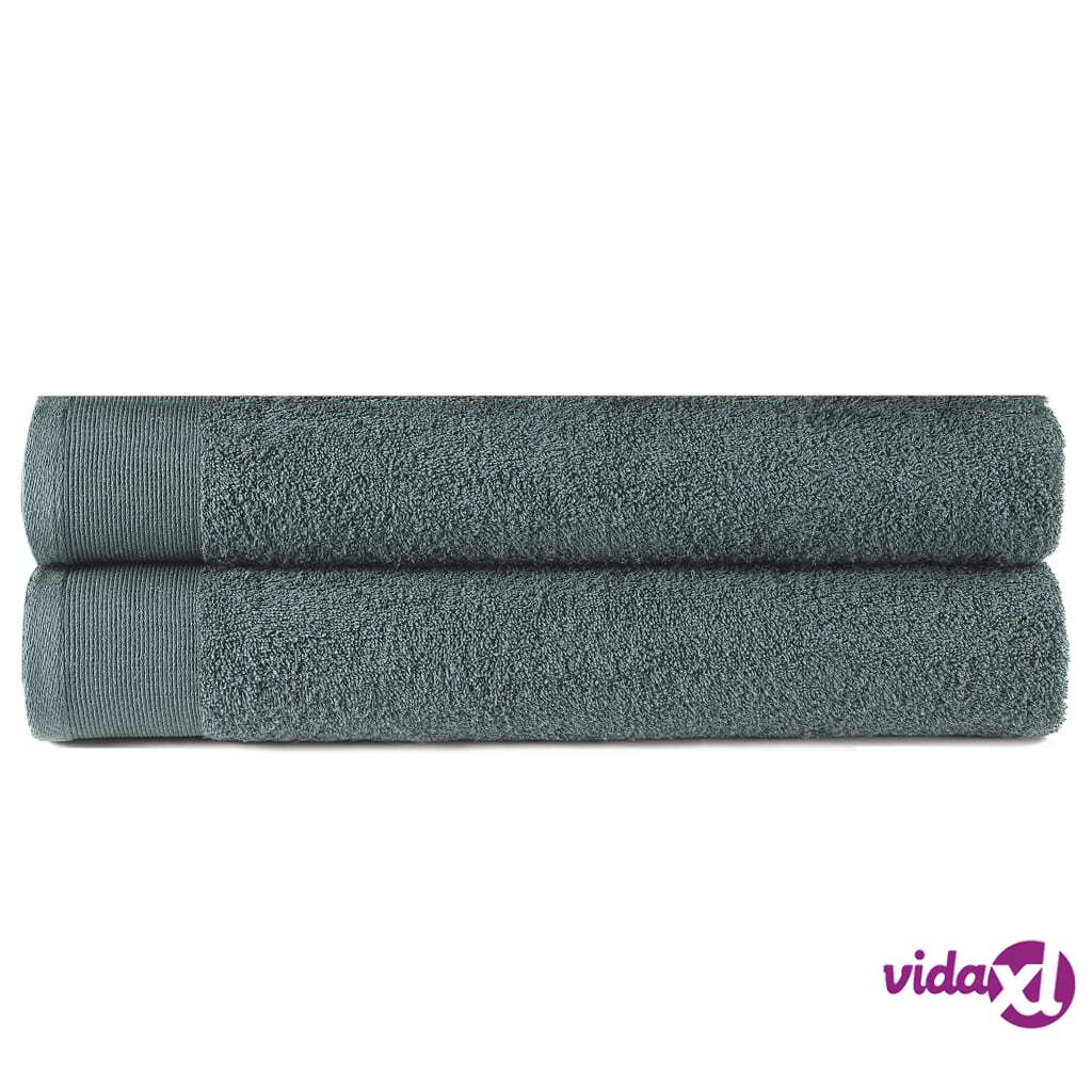 vidaXL Suihkupyyhkeet 2 kpl puuvilla 450 g/m² 70 x 140 cm vihreä