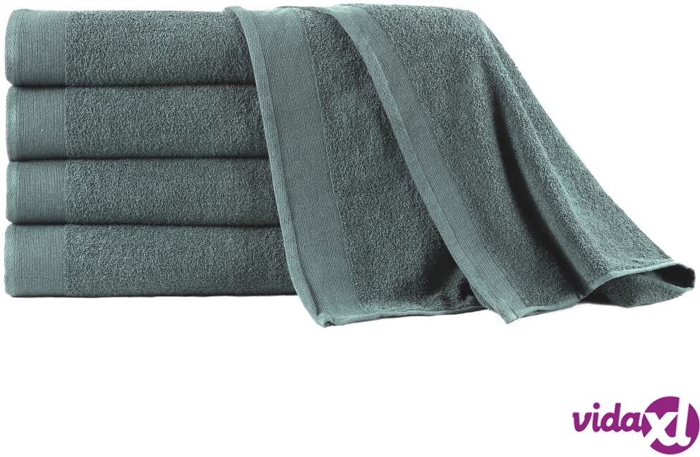 vidaXL Kylpypyyhesetti 5 kpl puuvilla 450 g/m² 100x150 cm vihreä