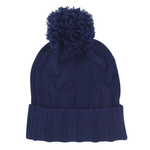 LES POULETTES BIJOUX Bonnet Ski 100% Cachemire 12 Fils Pompon Amovible - Classics - Bleu Navy